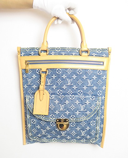 Sac Plat Denim, &pound;375, Handbags, Blue, Front view